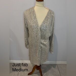 JustFab Gold V-Neck Dress